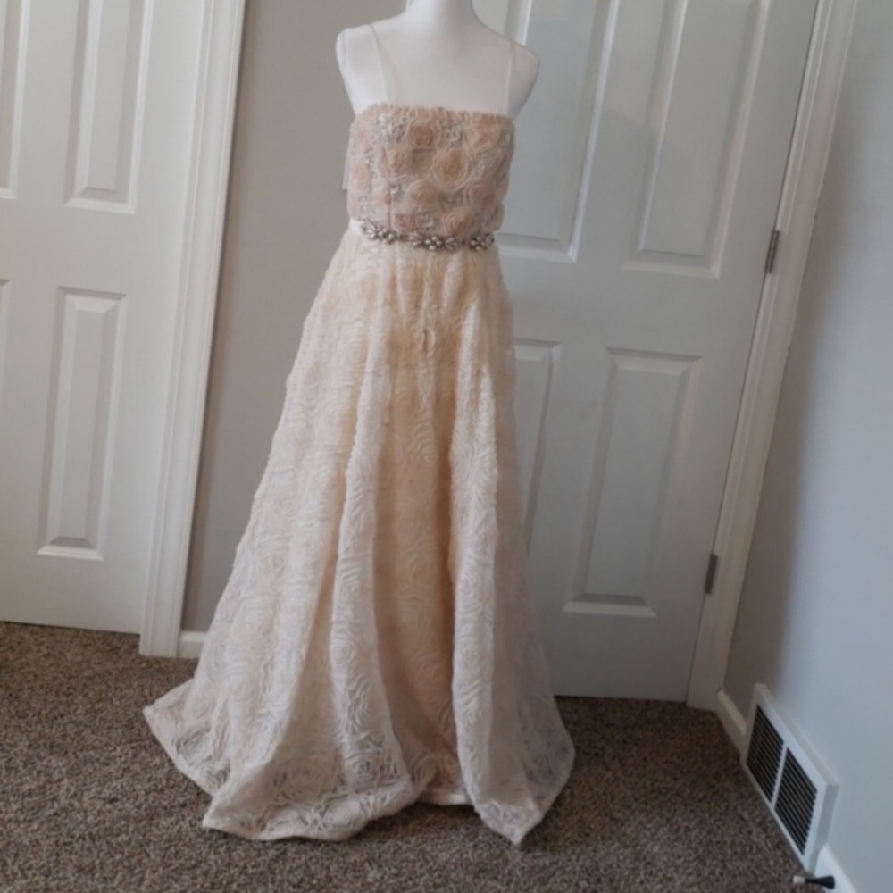 Adrianna Papell strapless rosette ball Gown - Picture 9 of 16